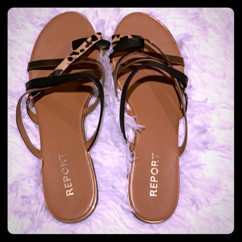 Animal print slide sandals